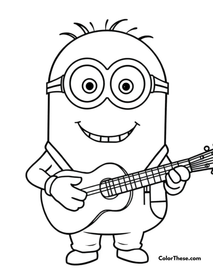 Minion Playing a Guitar coloring page