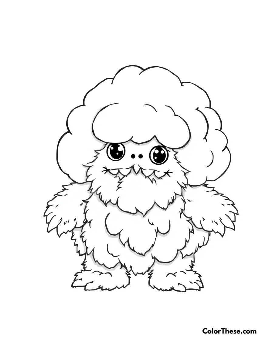 Free printable cloud monster coloring page for kids and adults. Bring imagination to life with our free Cloud Monster coloring page! Download, print, and color this friendly, puffy monster—perfect for creative kids.