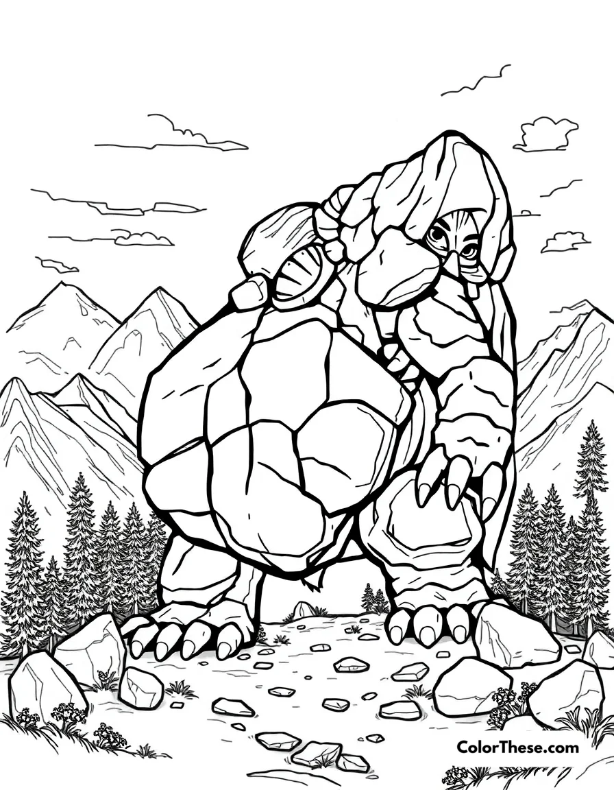 Free printable mountain monster coloring page for kids and adults. Download the free Mountain Monster coloring page! This printable PDF features a whimsical creature in mountain scenery—perfect for kids and adults to color.
