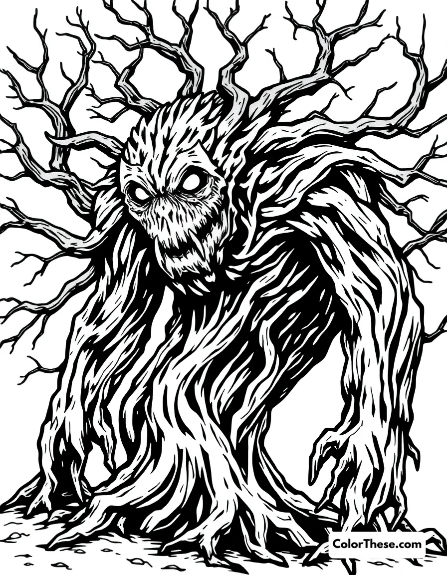 Free printable tree monster coloring page for kids and adults. Bring the enchanted forest to life with our Tree Monster coloring page! Download the free printable PDF and let your child's imagination run wild with color.