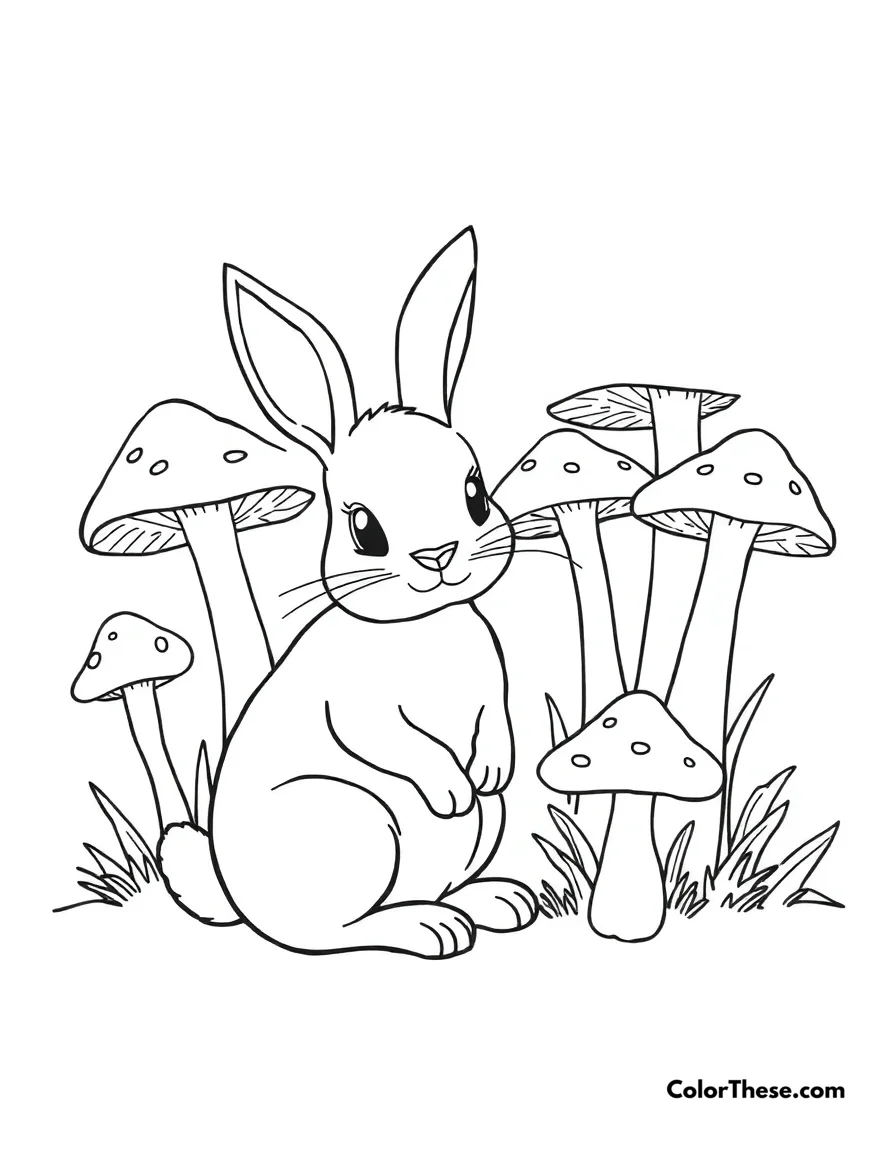 Free printable mushroom and rabbit scene coloring page for kids and adults. Download the free Mushroom and Rabbit Scene coloring page—perfect for kids and adults! Enjoy a printable PDF filled with woodland magic, ready to color today.