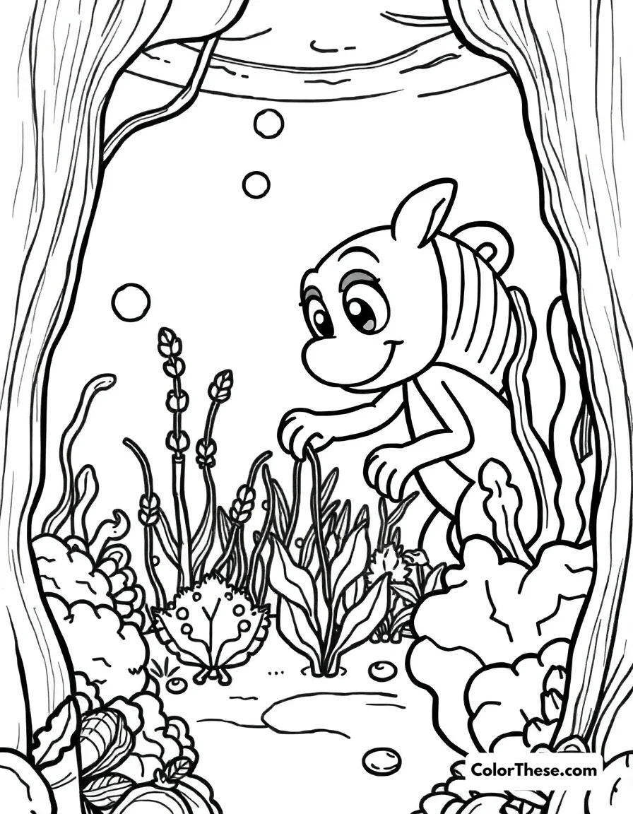 Free printable tunip the vegimal gardening coloring page for kids and adults. Download the free Tunip the Vegimal Gardening coloring page! Join Tunip in his veggie garden adventure—perfect printable PDF for kids who love Octonauts.