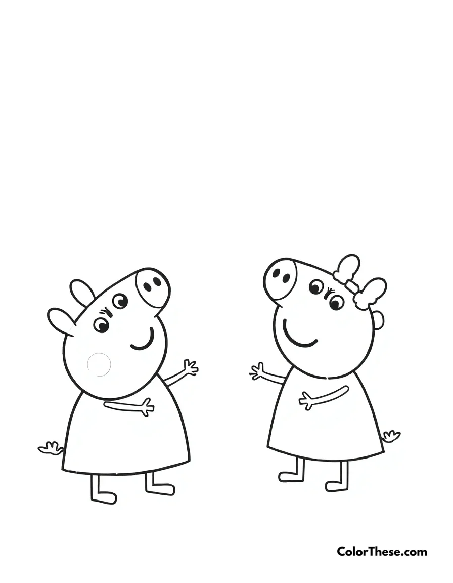Peppa Pig Playing with Suzy Sheep coloring page