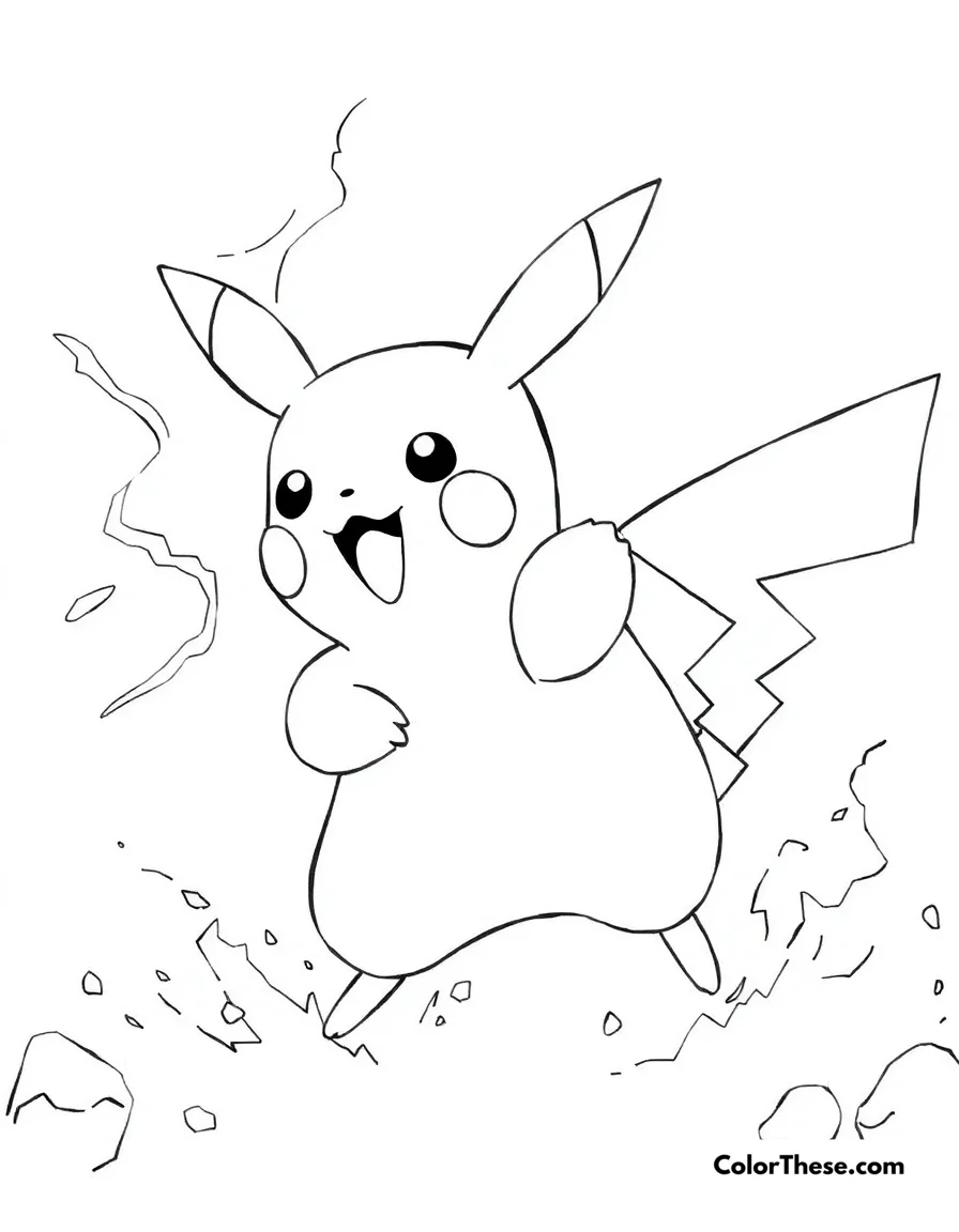 Pikachu Using Thunderbolt coloring page