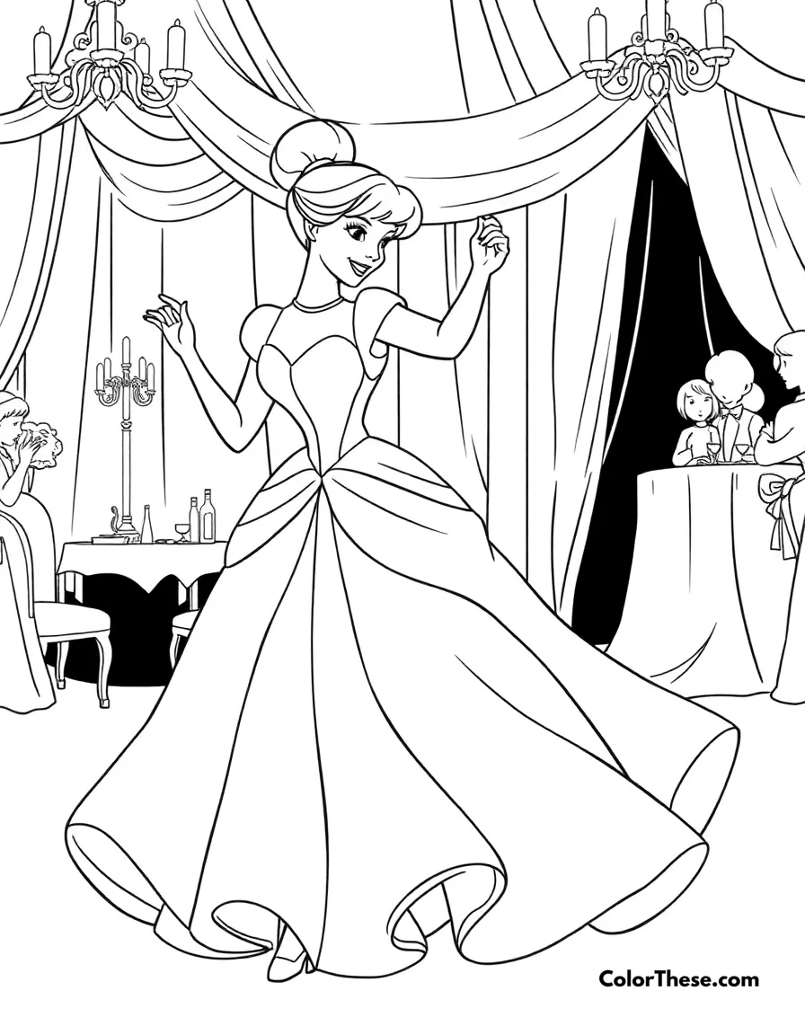 Cinderella at the Ball coloring page