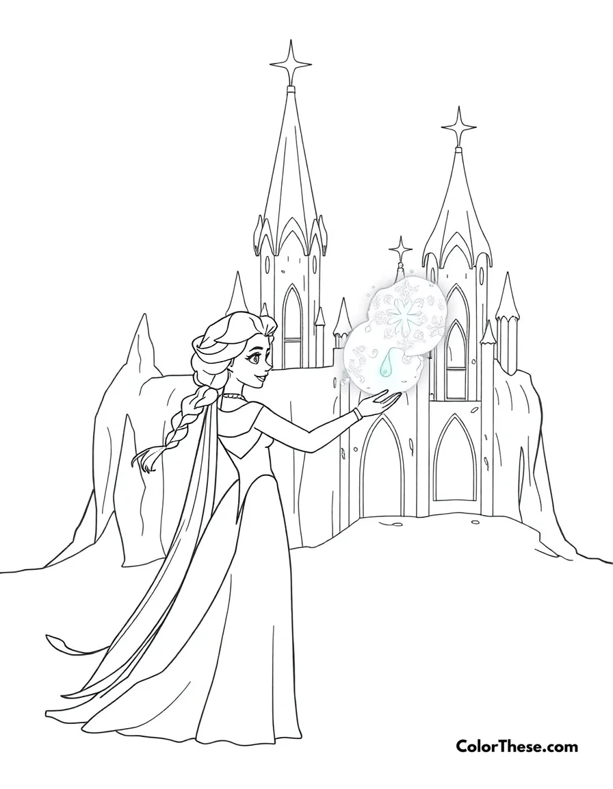 Elsa Creating Ice Magic coloring page