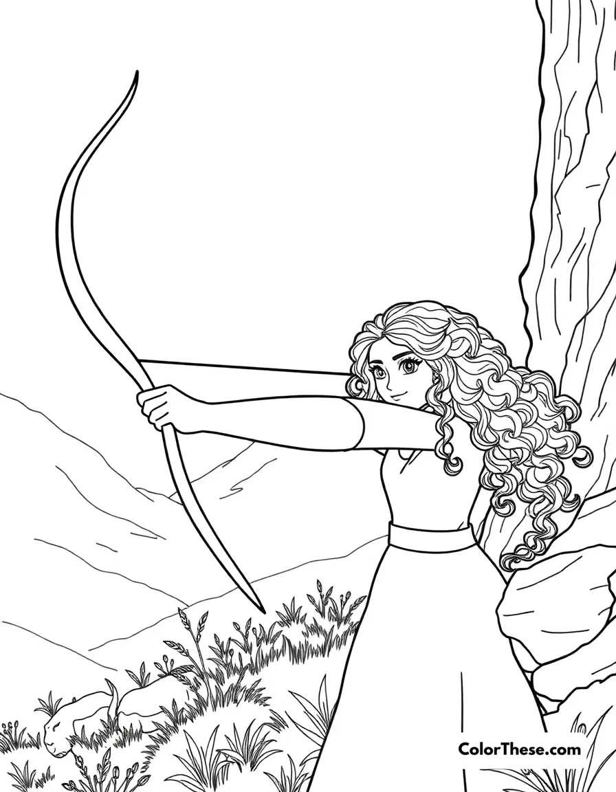 Merida Practicing Archery coloring page