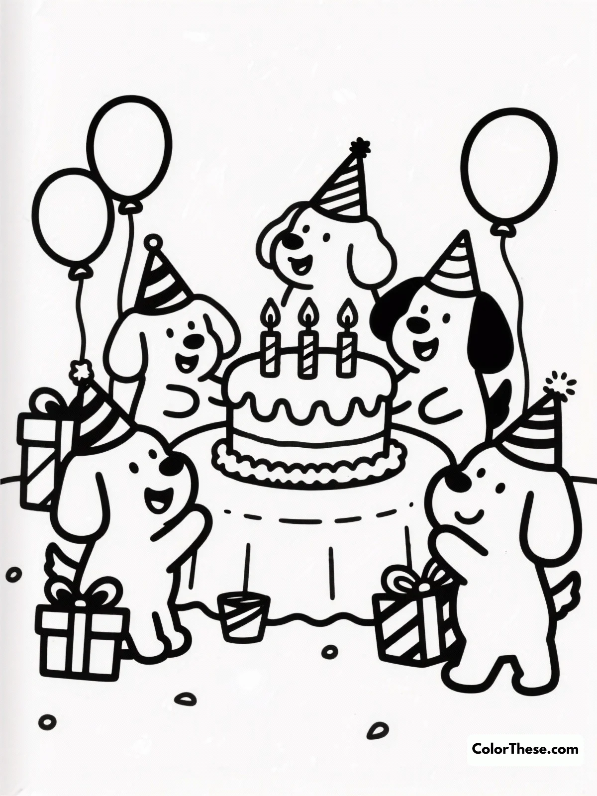 Puppy Birthday Party coloring page