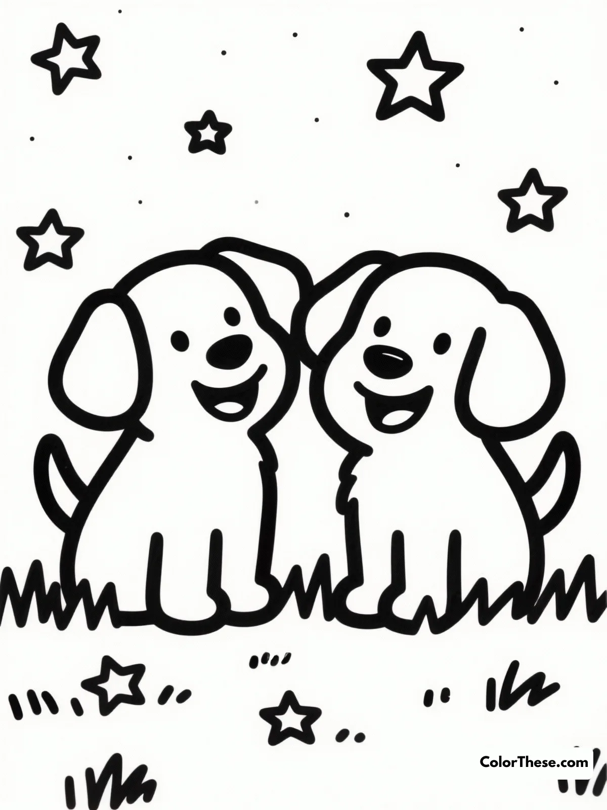 Puppy Love Under the Stars coloring page