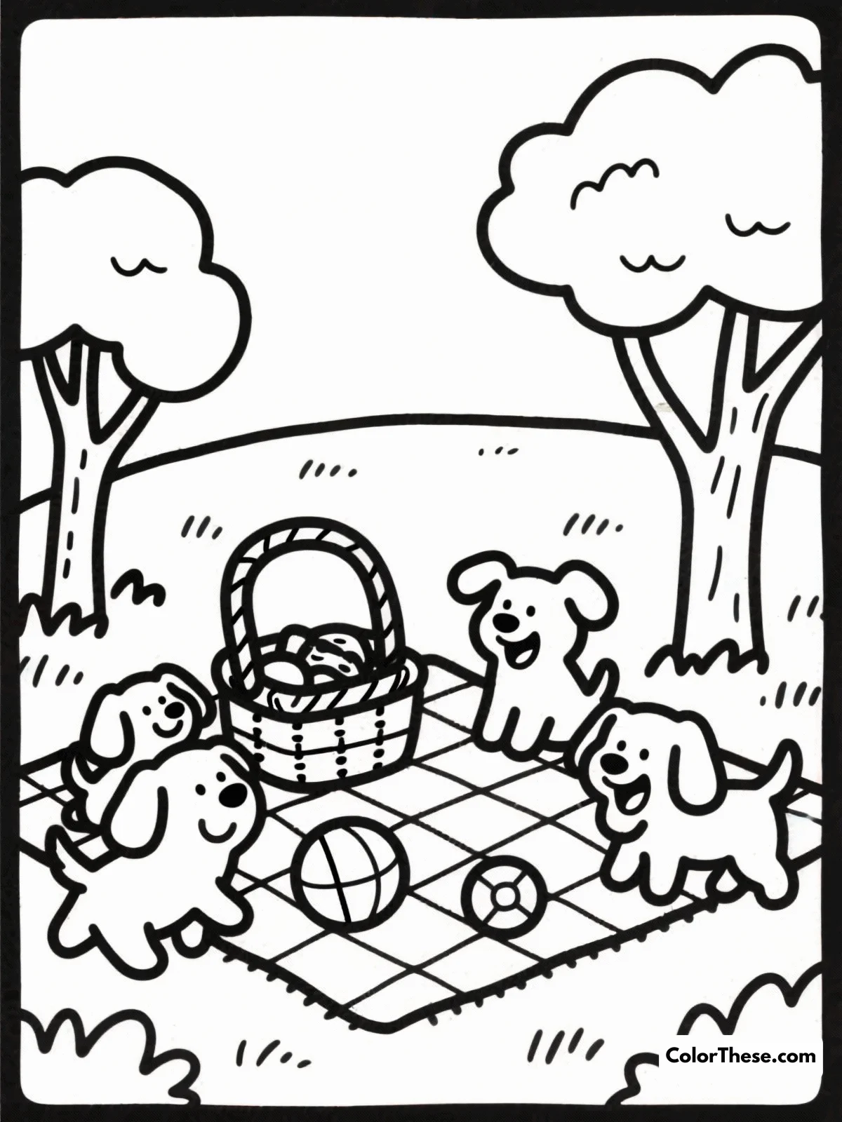 Puppy Picnic Fun coloring page