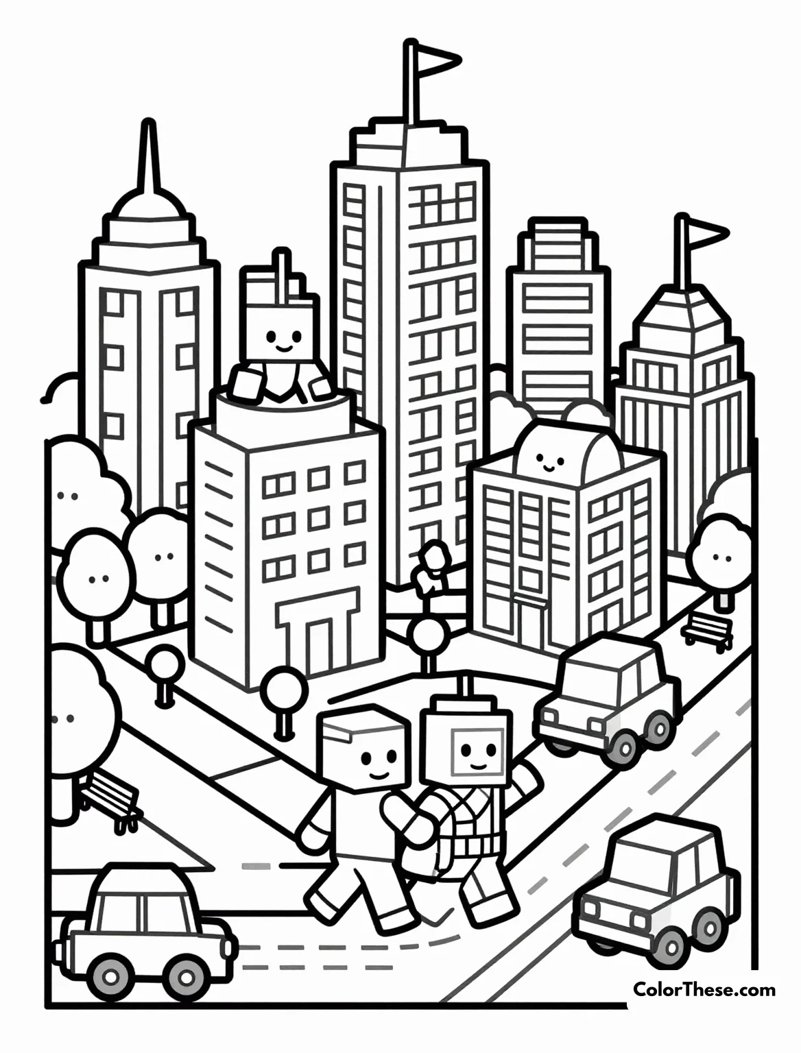 Free printable roblox city life coloring page for kids and adults. Bring Roblox adventures to life with our free Roblox City Life coloring page! Download, print, and color friendly avatars and city scenes—perfect for kids.