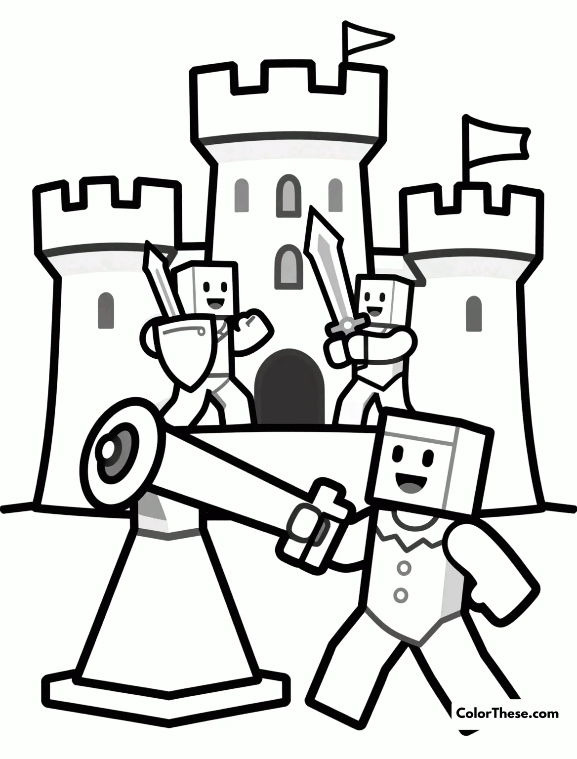 Free printable roblox medieval castle siege coloring page for kids and adults. Bring epic battles to life with our Roblox Medieval Castle Siege coloring page! Download the free printable PDF for kids and adults to color and enjoy today.