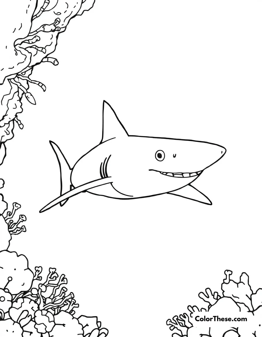 Free printable blacktip reef shark coloring page for kids and adults. Download our free Blacktip Reef Shark coloring page! Enjoy a printable PDF featuring this iconic shark—perfect for all ages to color and explore ocean life.