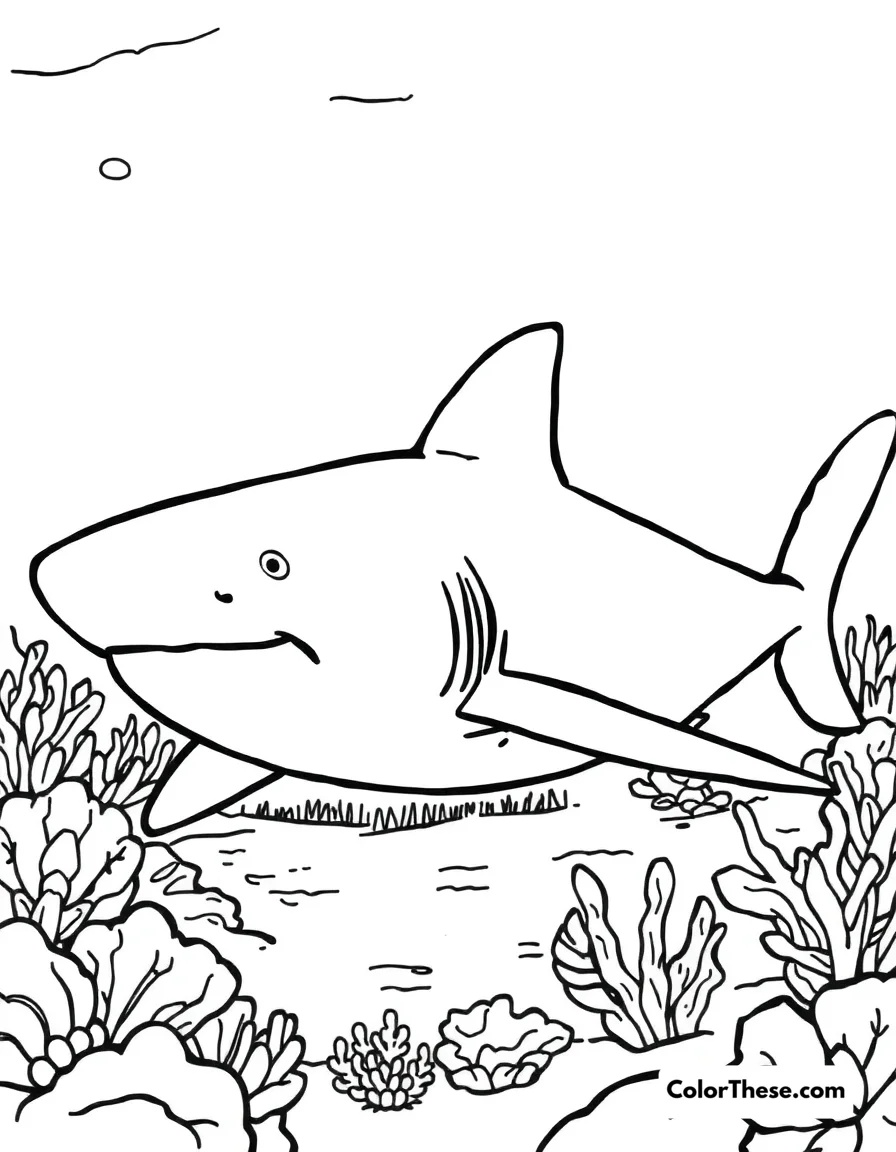 Free printable nurse shark coloring page for kids and adults. Download a free Nurse Shark coloring page! Perfect for kids, this printable PDF features a gentle shark and big shapes for easy coloring. Dive in and have fun!