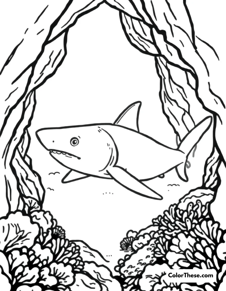 Free printable whitetip reef shark coloring page for kids and adults. Dive into creativity with our Whitetip Reef Shark coloring page! Download this free printable PDF for kids and adults and explore the wonders of the ocean.