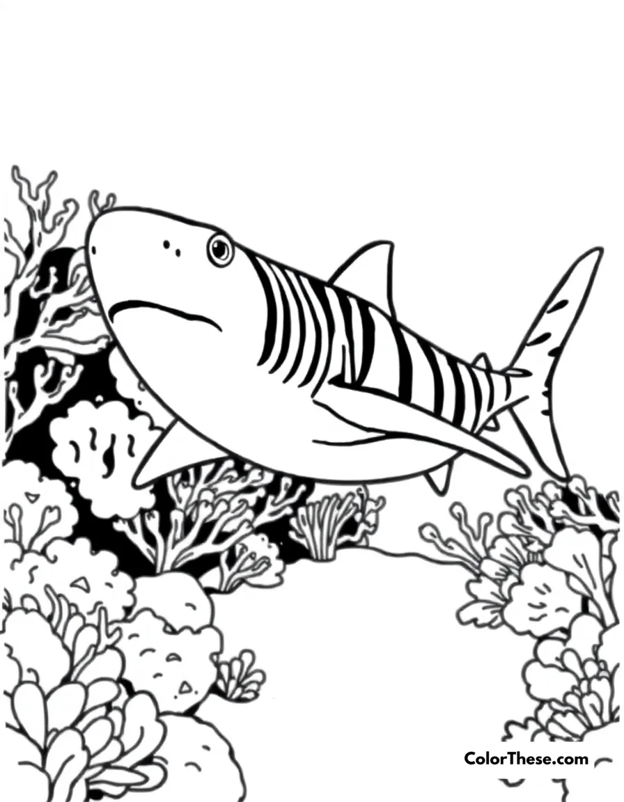 Free printable zebra shark coloring page for kids and adults. Download our free Zebra Shark coloring page! Explore ocean patterns and bring this fascinating shark to life—perfect for kids and adults to print and color.