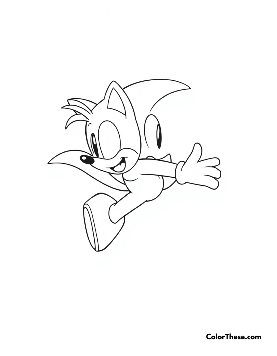 Tails Flying coloring page