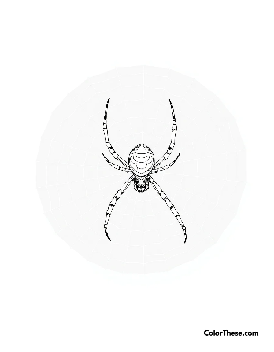 Orb-Weaver Spider on Its Web coloring page
