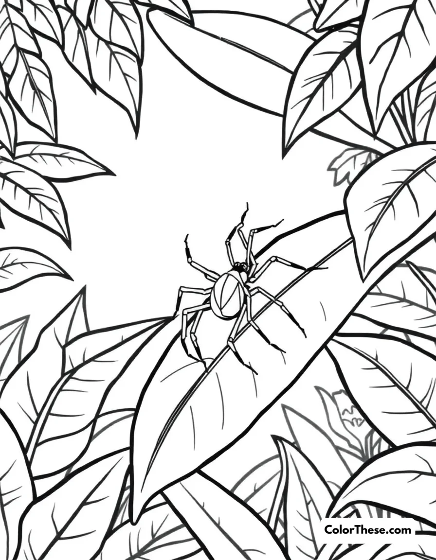Spider in a Rainforest coloring page
