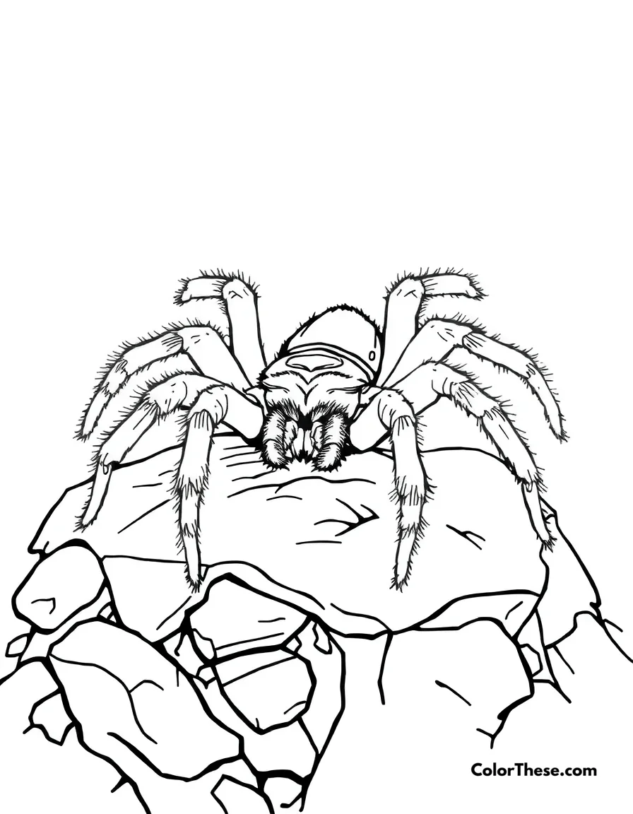 Tarantula on a Rock coloring page