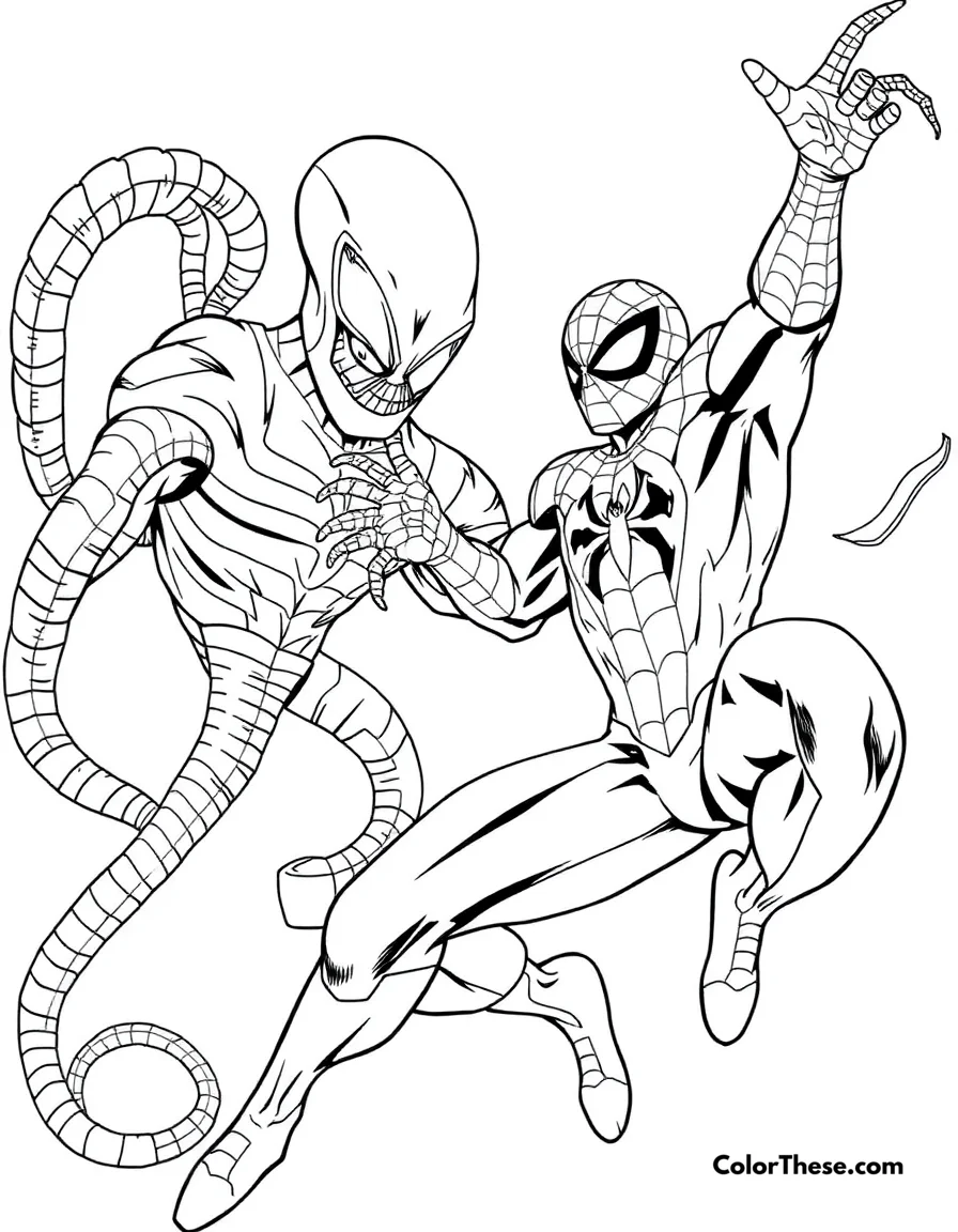 Spiderman and Doctor Octopus coloring page