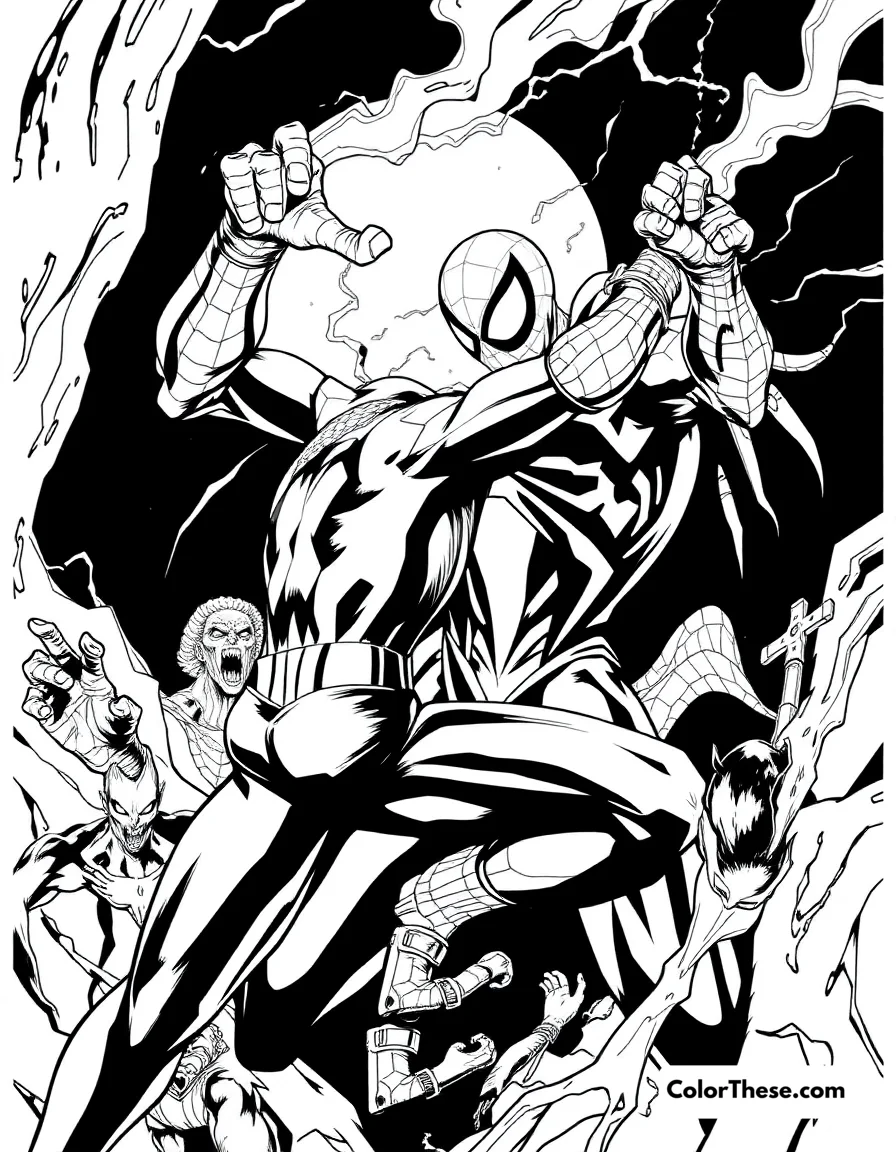 Spiderman and Morbius coloring page