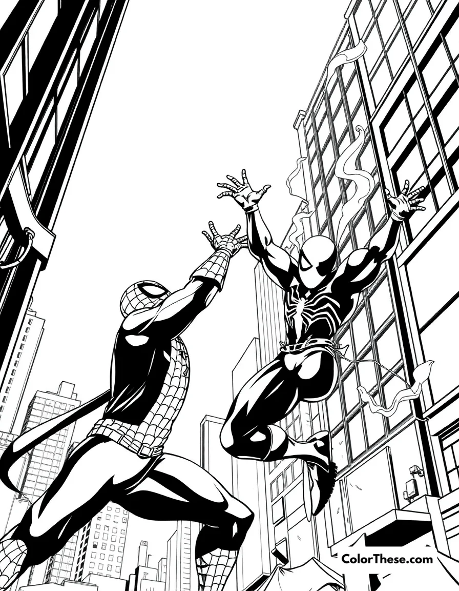 Spiderman and Sandman coloring page