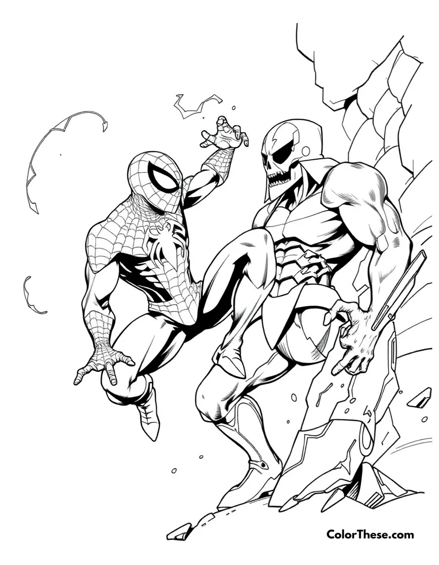 Spiderman and Tombstone coloring page