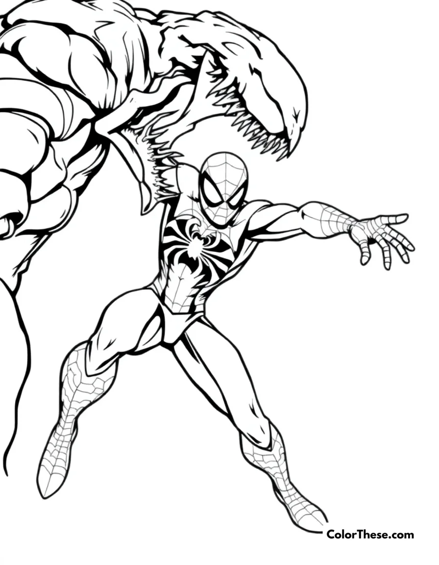 Spiderman Facing Venom coloring page