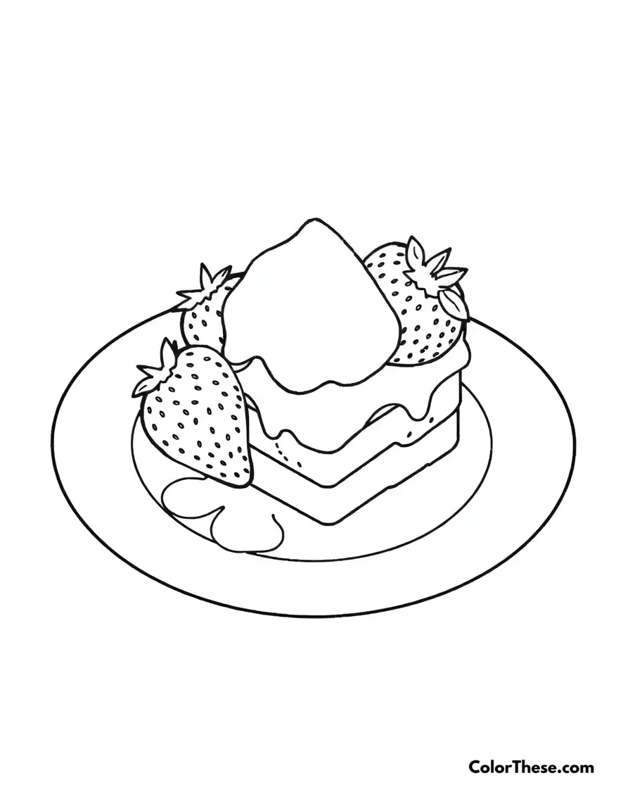 Free printable strawberry dessert coloring page for kids and adults. Download our free Strawberry Dessert coloring page! Enjoy coloring a delicious dessert scene, perfect for kids and adults. Printable PDF—fun for everyone.