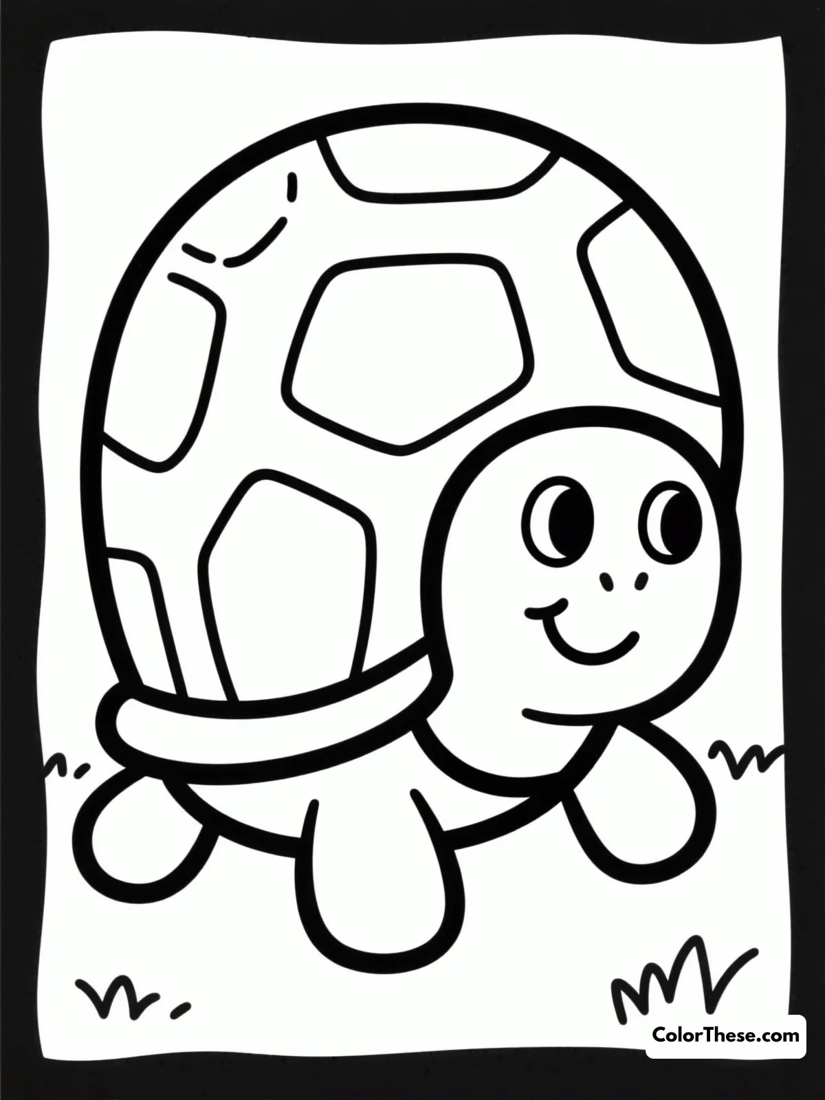 Free printable cartoon turtle with a big shell coloring page for kids and adults. Download this free Cartoon Turtle with a Big Shell coloring page for kids! Enjoy a cute turtle design, easy outlines, and lots of space for creative coloring fun.